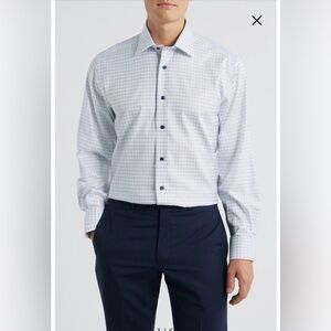 David Donahue Regular Fit Dobby Check Dress Shirt-0149